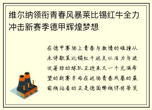 维尔纳领衔青春风暴莱比锡红牛全力冲击新赛季德甲辉煌梦想